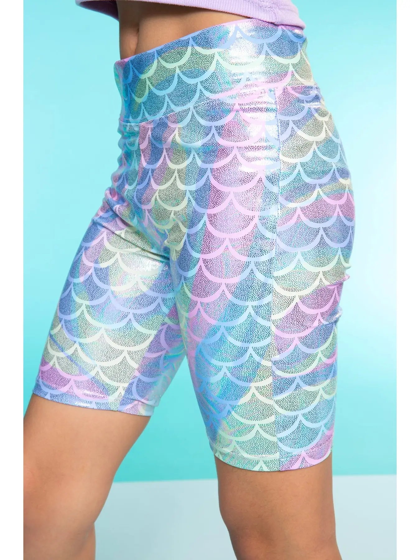 High Shine Biker Short (Rainbow Mermaid)