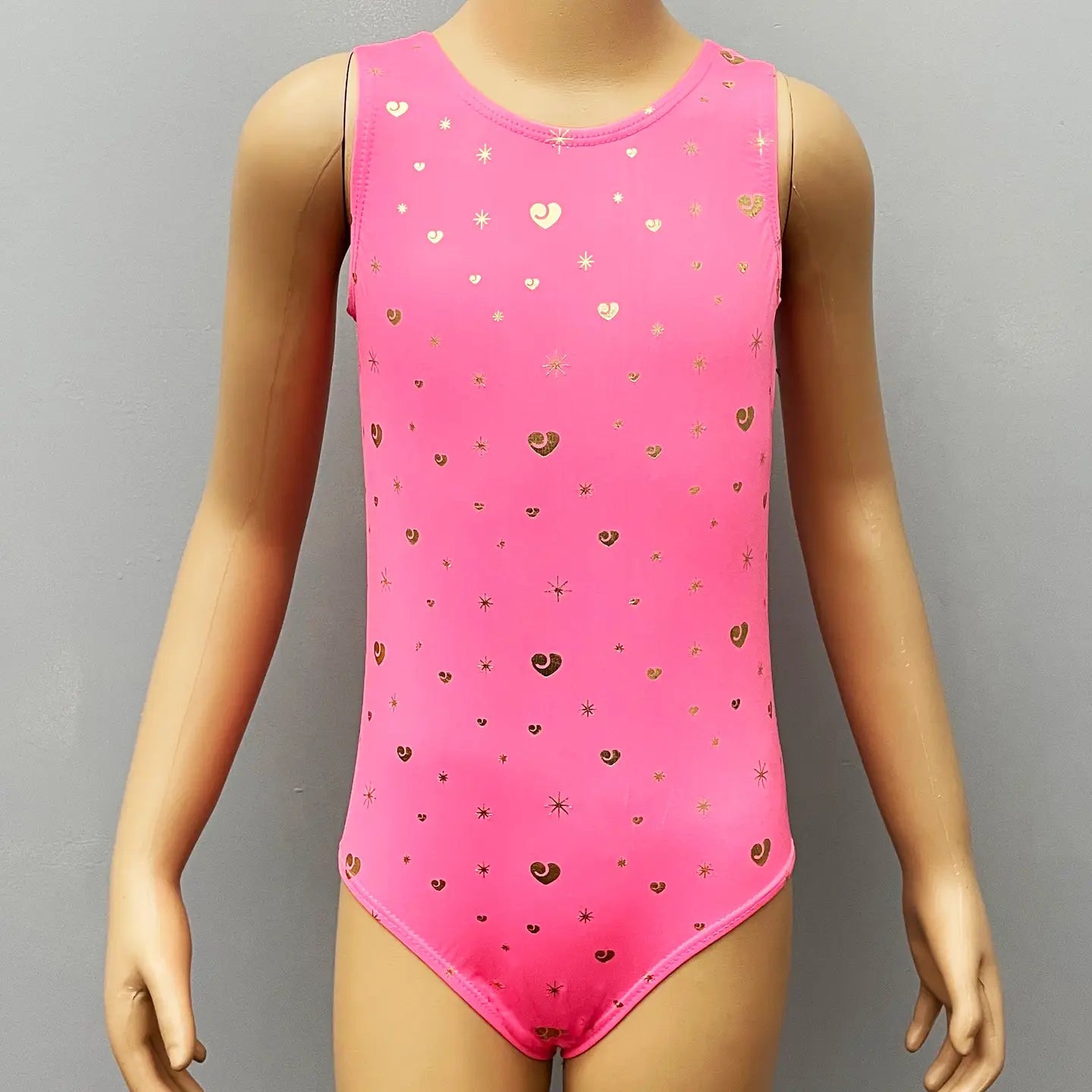 Kids Hot Pink Heart-Star Leotard