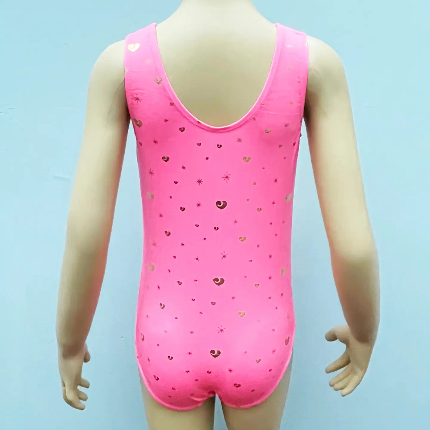 Kids Hot Pink Heart-Star Leotard