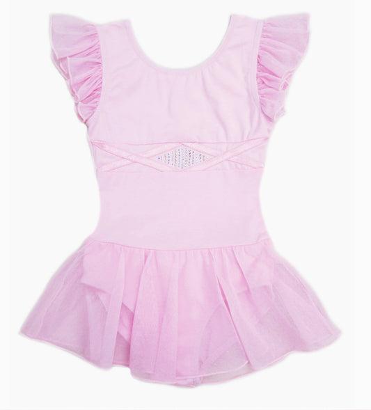 Pink Chiffon Skirted Leo-Youth (size 3-4yrs)