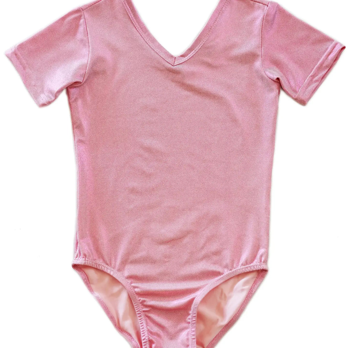 Shiny Pink Short Sleeve Leotard