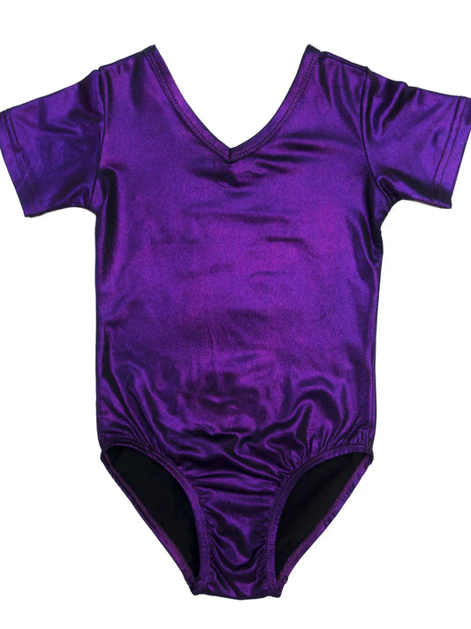 Shiny Purple Short Sleeve Leotard (size 4-5yrs)