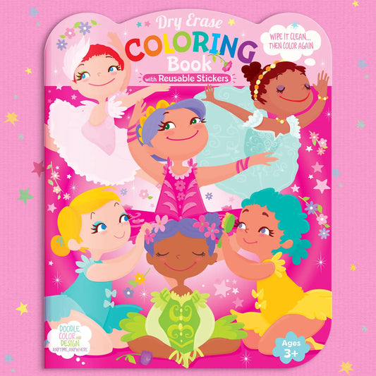Dry Erase Reusable Coloring Book with Stickers-Ballet