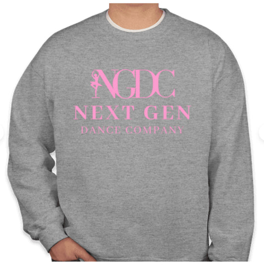 Gildan Midweight 50/50 Crewneck Sweatshirt-Grey/Pink