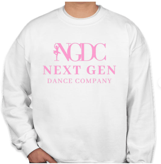 Gildan Midweight 50/50 Crewneck Sweatshirt-White/Pink