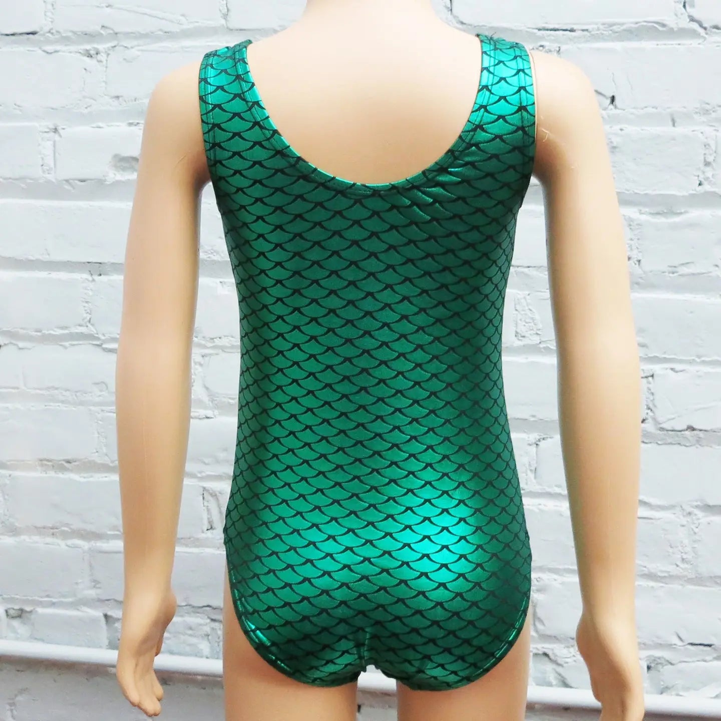 Green Fish Scale Mermaid Tank Leotard-Youth