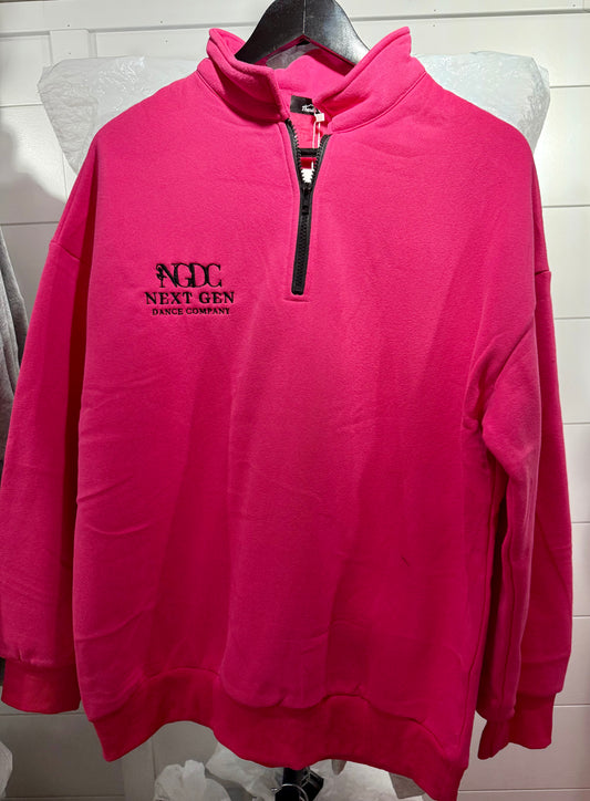 Quarter Zip Pink Sweatshirt with Logo